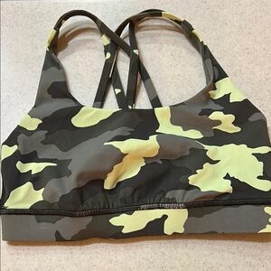 Lululemon Athletica Yellow and Gray Camo Sports Bra